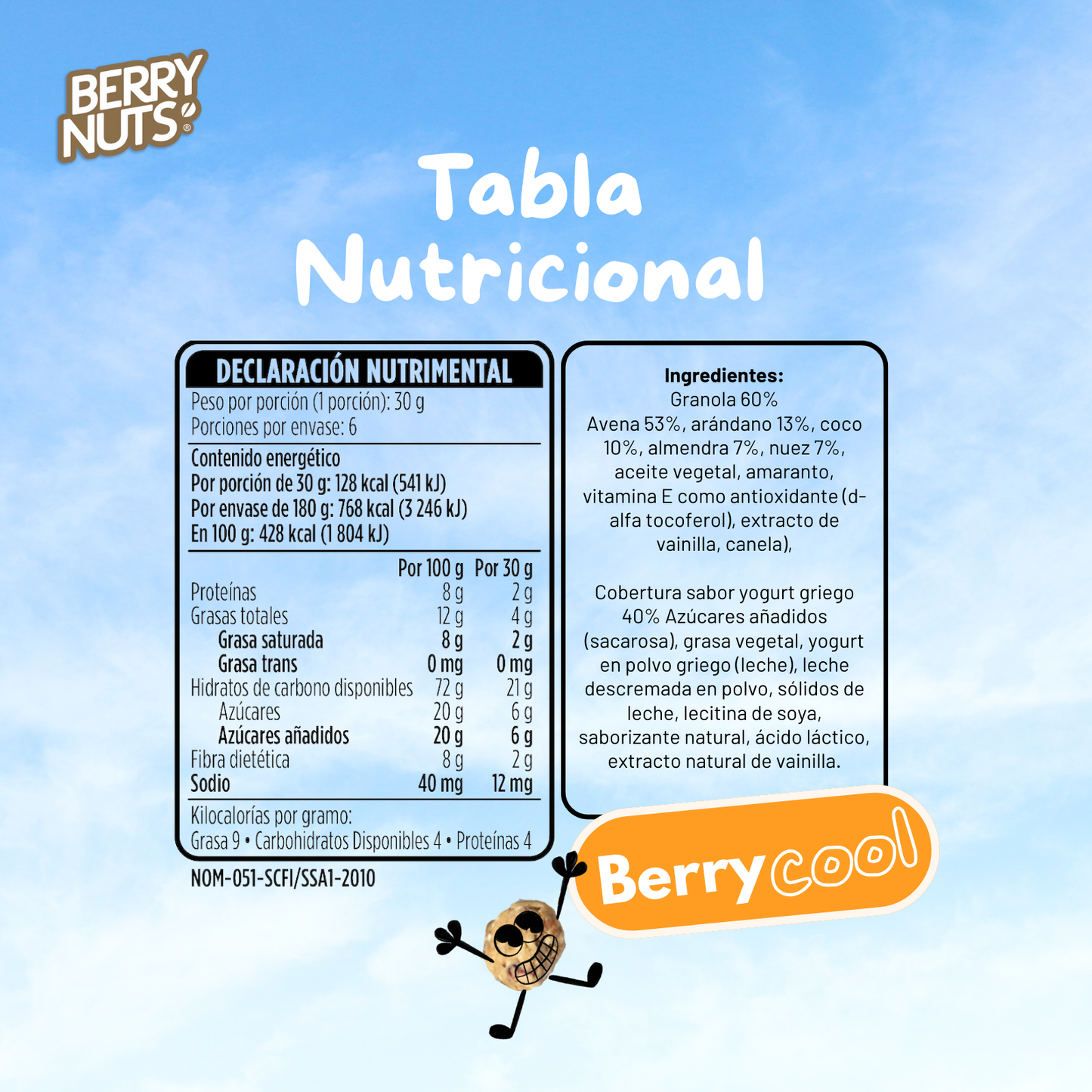 Clusters® Yogurt Griego Berry Nuts® 180g, 500g y 1kg