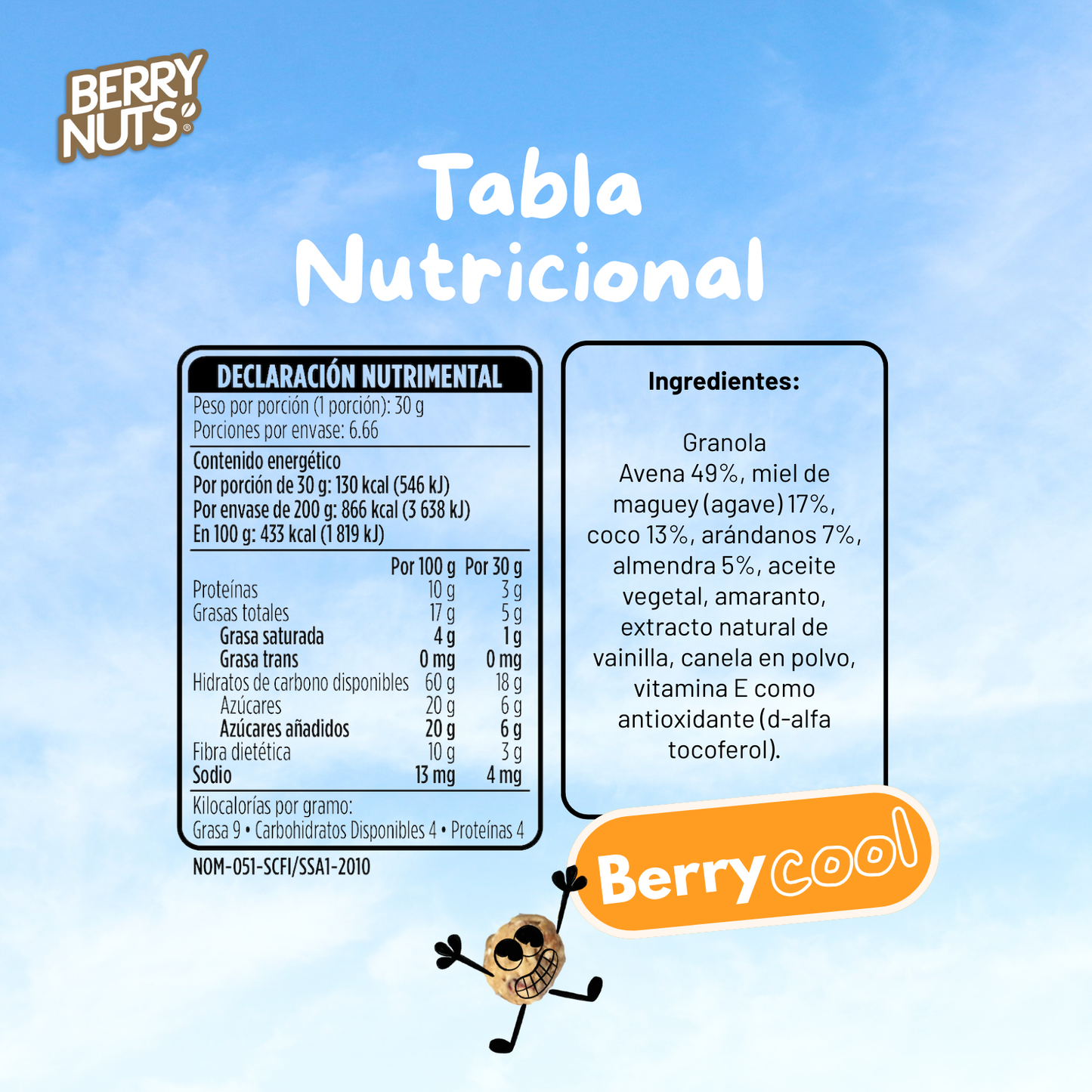 Granola Berry Nuts® con Miel de Agave, Arándano y Almendra 200g y 1kg