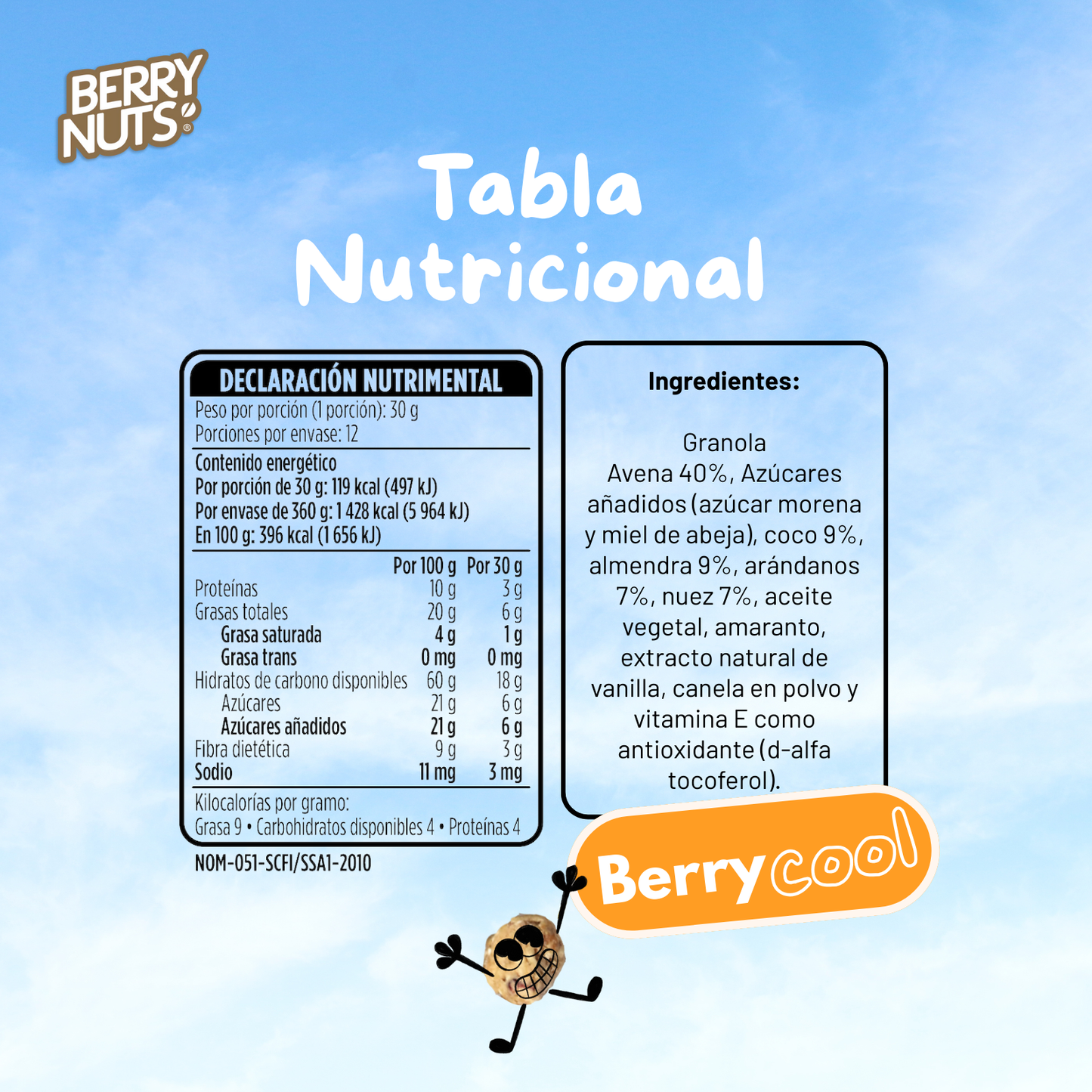 Granola Berry Nuts® con Nuez, Arándano y Almendra 360g y 1kg