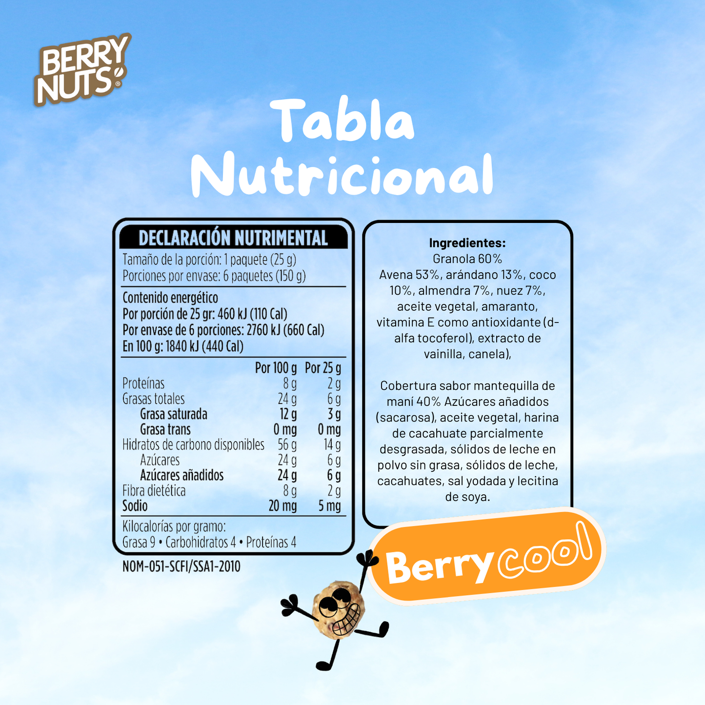 Bolsita de Clusters® Crema de Cacahuate Berry Nuts® 25 g