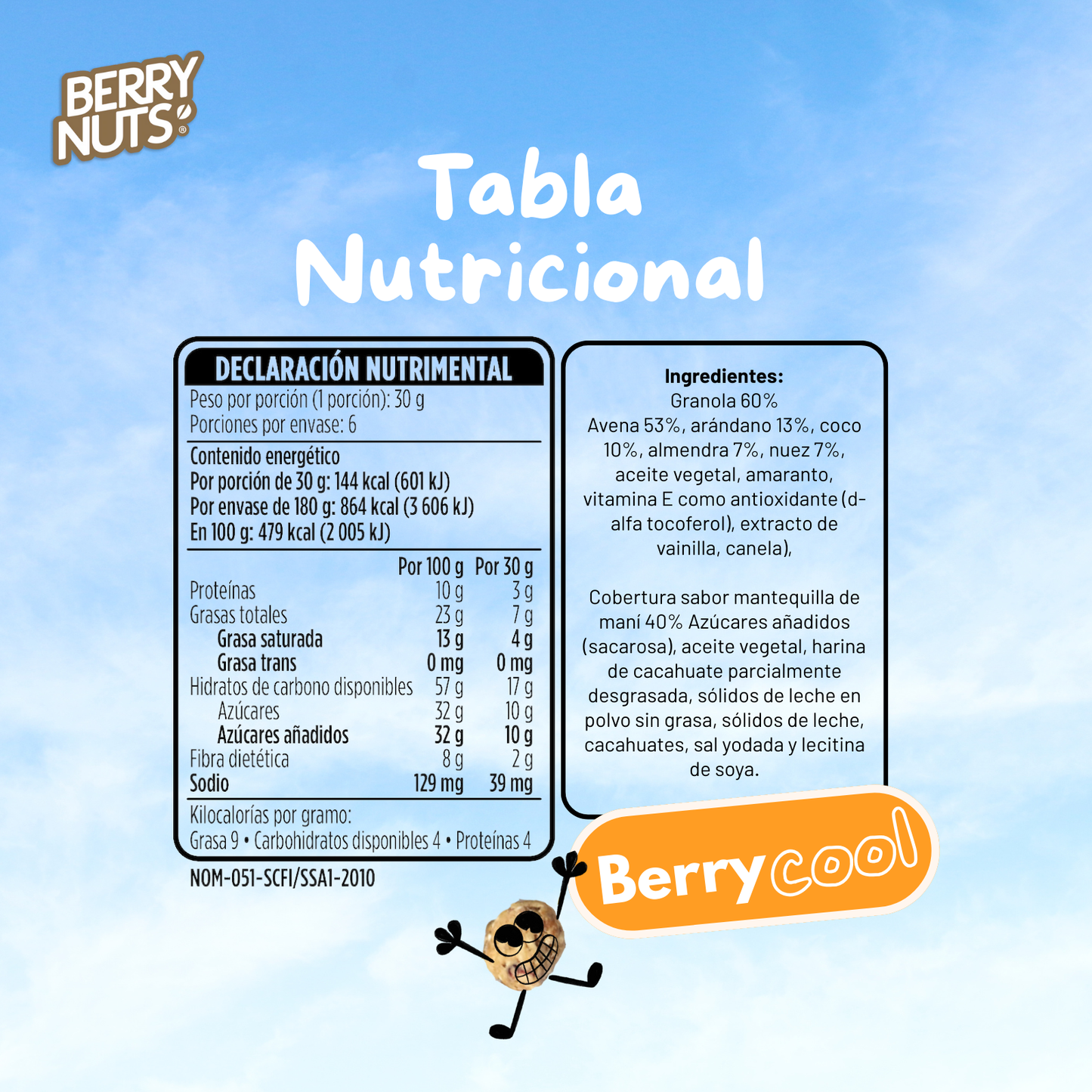 Clusters® Crema de Cacahuate Berry Nuts® 180g, 500g y 1 kg