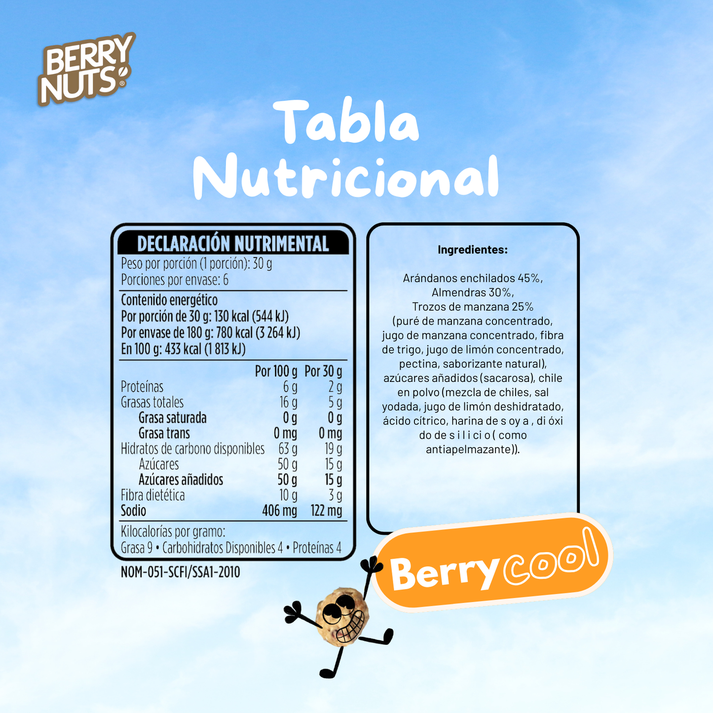 ArandaNuts® Berry Nuts® Arándanos Enchilados con Manzana y Almendras 180g