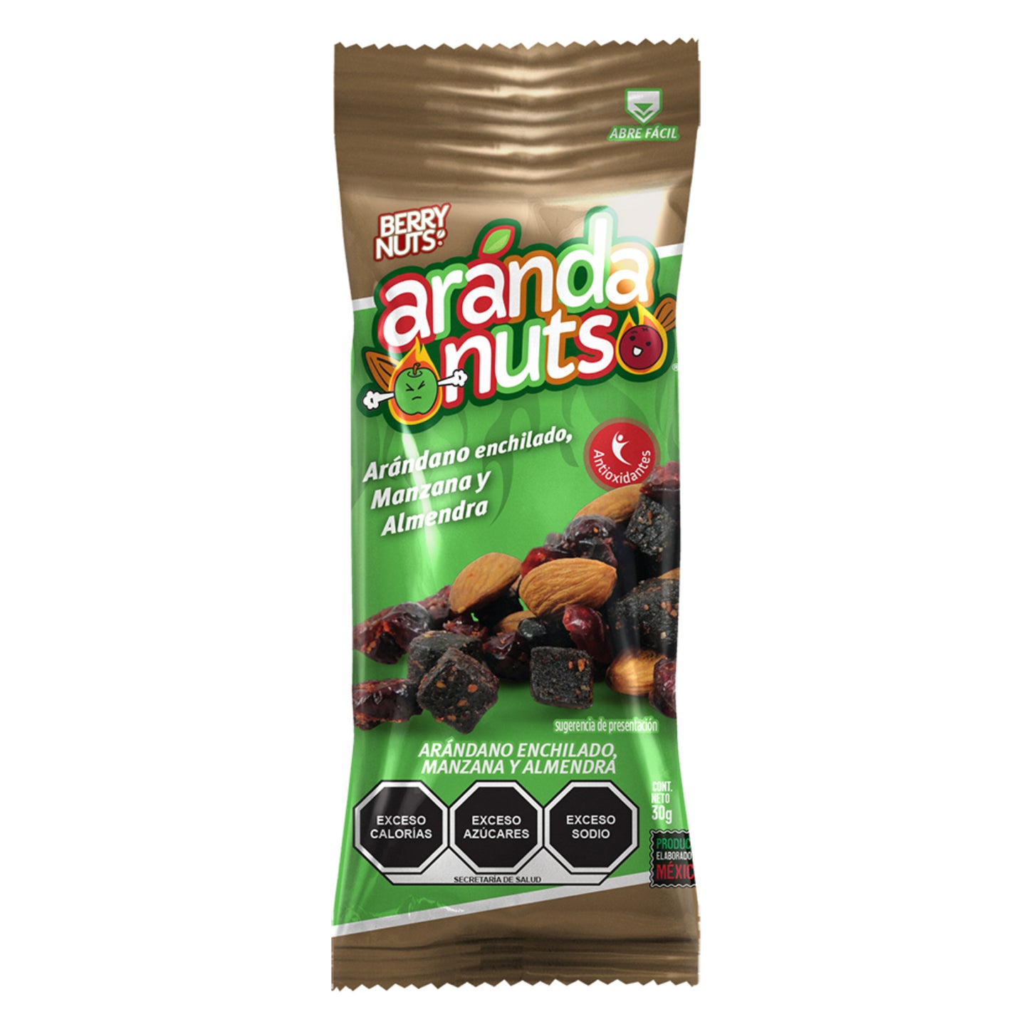 Snacks de Arándano, Manzana Enchilada y Almendras de 30g (6 Pack)