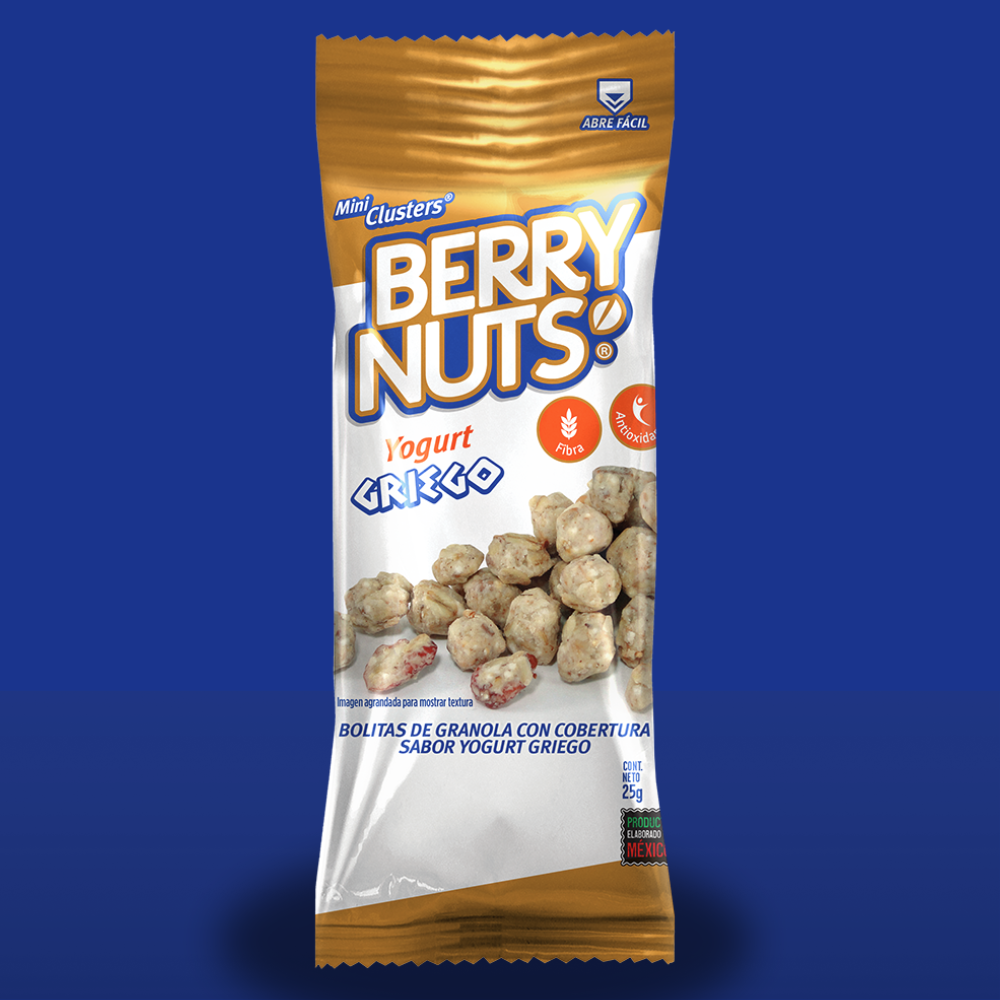 Pack 28 Clusters® Berry Nuts® 25g | Yogurt Griego y Chocolate.