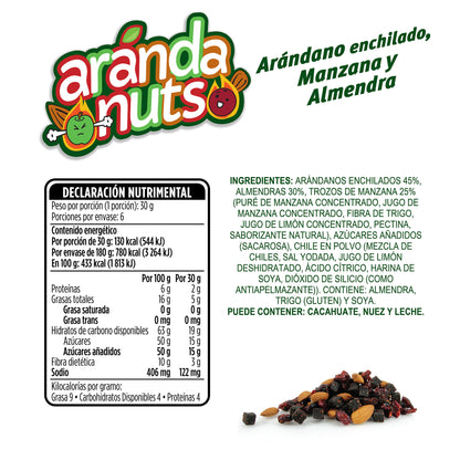 Arándanos Enchilados, Manzana Enchilada y Almendras de 180g