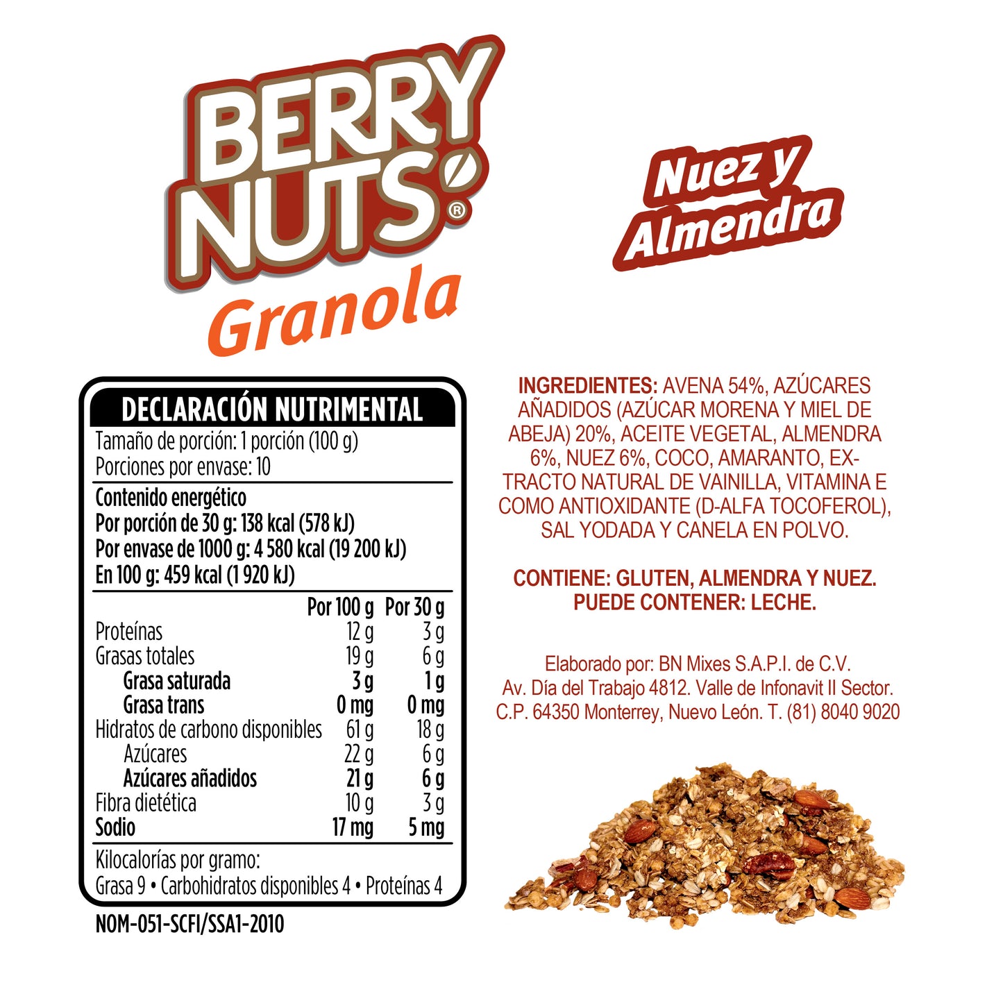 Granola Berry Nuts® con Nuez y Almendra de 1kg