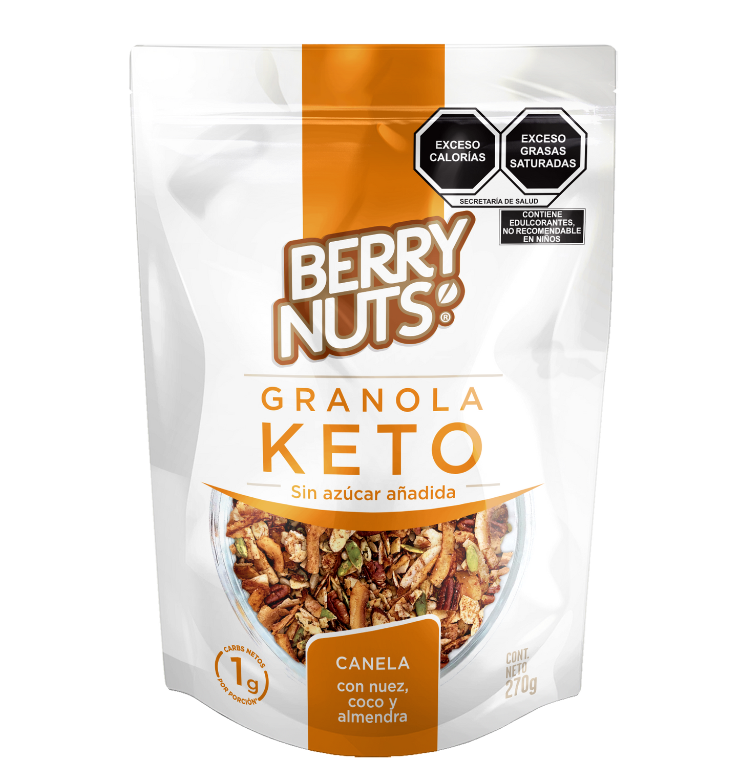 Granola Berry Nuts® Keto Sabor Canela con Nuez, Coco y Almendra de 270g