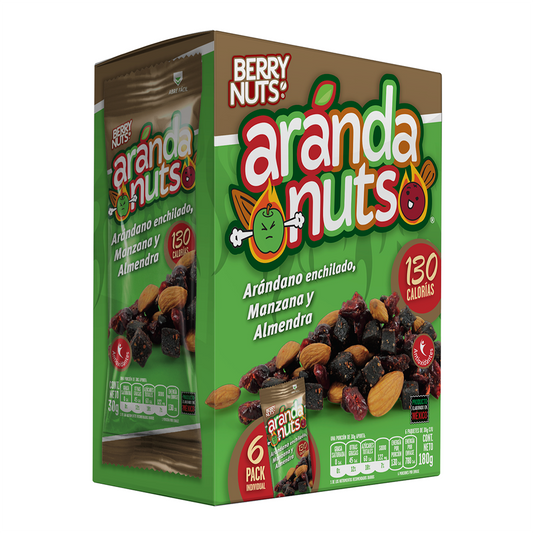 Six Pack ArandaNuts® Arándano Enchilado con Manzana y Almendra 30g c/u