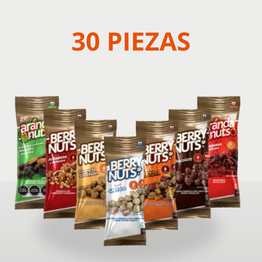 Pack 30 Snacks Saludables Berry Nuts® | Bolsitas de 25g y 30g