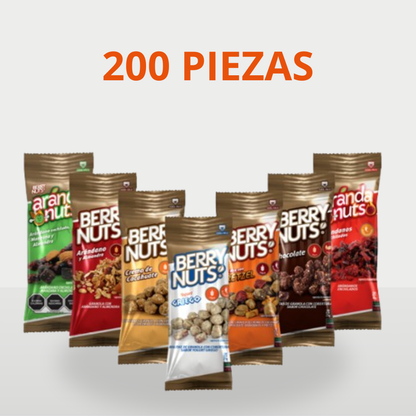 Pack 200 Snacks Saludables Berry Nuts® | Bolsitas de 25g y 30g