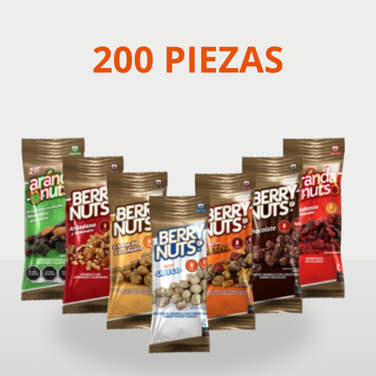 Pack 200 Snacks Saludables Berry Nuts® | Bolsitas de 25g y 30g