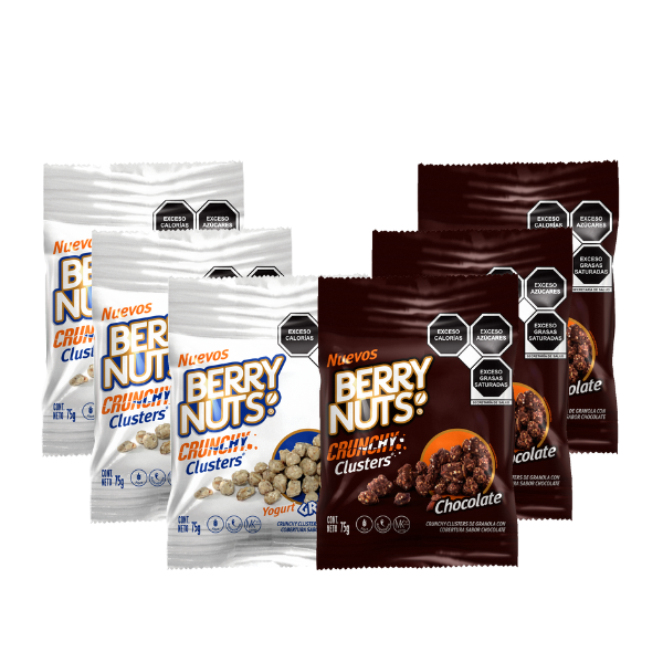 Kit Berry Nuts | Crunchy Cluster Yogurt Griego + Chocolate - 6 piezas