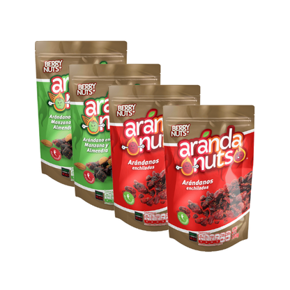 Kit Berry Nuts | ArandaNuts Enchilados ´+ ArandaNuts Manzana Almendra - 4 Piezas