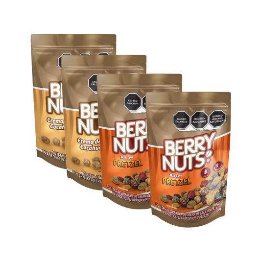 Kit Berry Nuts | Crema de Cacahuate + Mix Pretzel - 4 Piezas