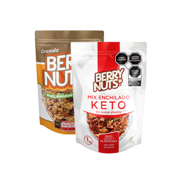 Kit Berry Nuts | Granola Nuez/Arándano/Almendra + Keto Enchilado Nuez/Coco/Almendra