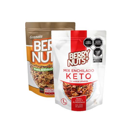 Kit Berry Nuts | Granola Nuez/Arándano/Almendra + Keto Enchilado Nuez/Coco/Almendra