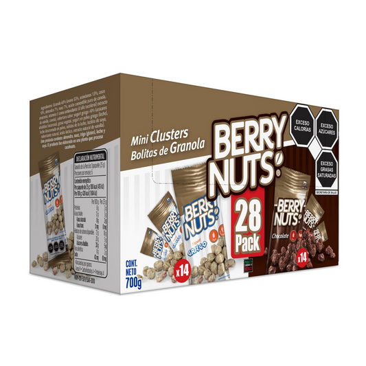 28 Pack Clusters® Berry Nuts®  Yogurt Griego y Chocolate 25g c/u