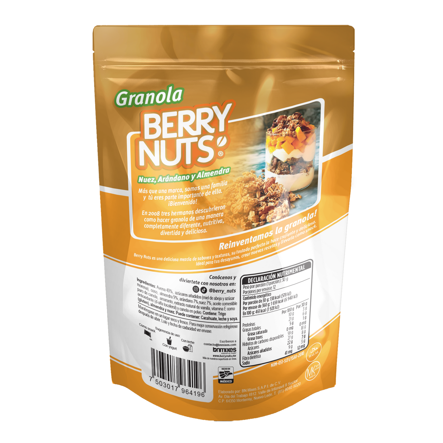 Granola Berry Nuts® con Nuez, Arándano y Almendra 360g y 1kg