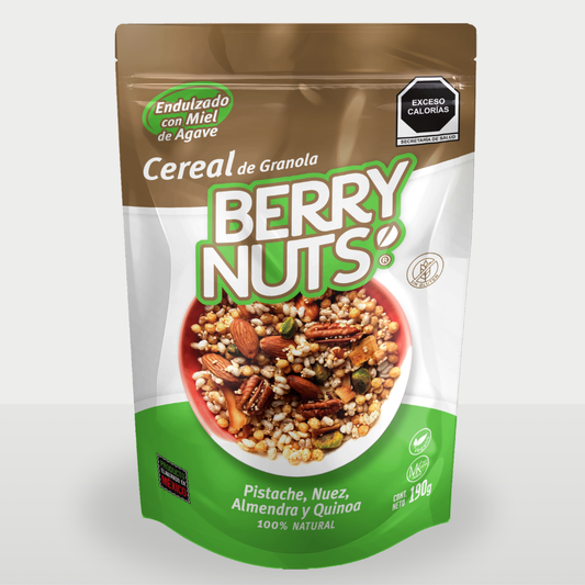 Cereal de Granola Sin Gluten con Nuez, Pistache y Quinoa Berry Nuts® 190 g y 500 g