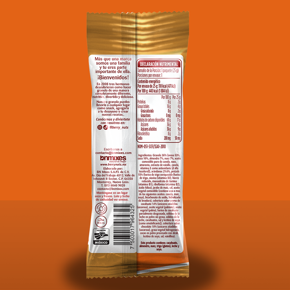 Bolsita de Clusters® Mix con Pretzel Berry Nuts® 25 g
