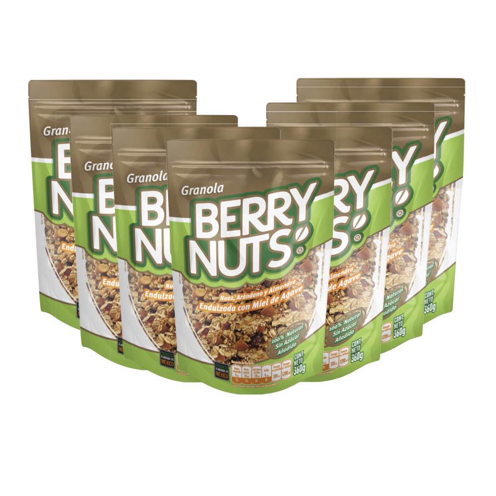 Granola Berry Nuts® Nuez, Arándano y Almendra con Miel de Agave