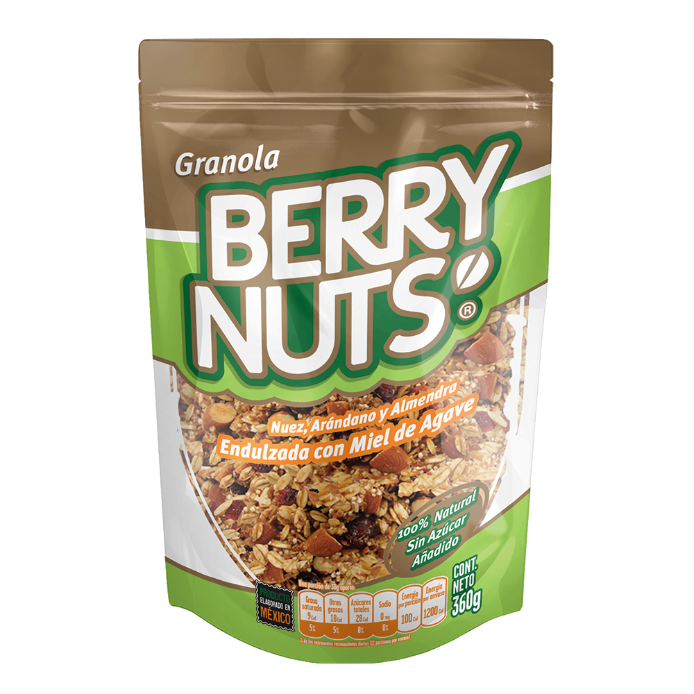 Granola Berry Nuts® Nuez, Arándano y Almendra con Miel de Agave