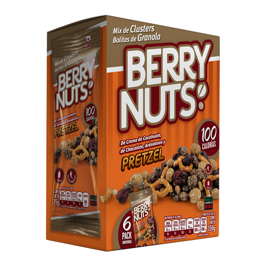 Snacks de Mini Clusters® de Granola Berry Nuts® de Mix con Pretzel de 25g (6 Pack)