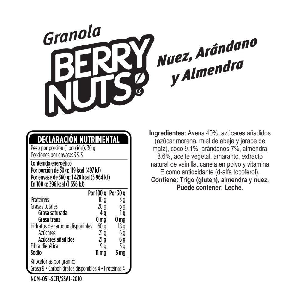 Granola Berry Nuts® Original Mix de Nuez, Arándano y Almendra de 1kg