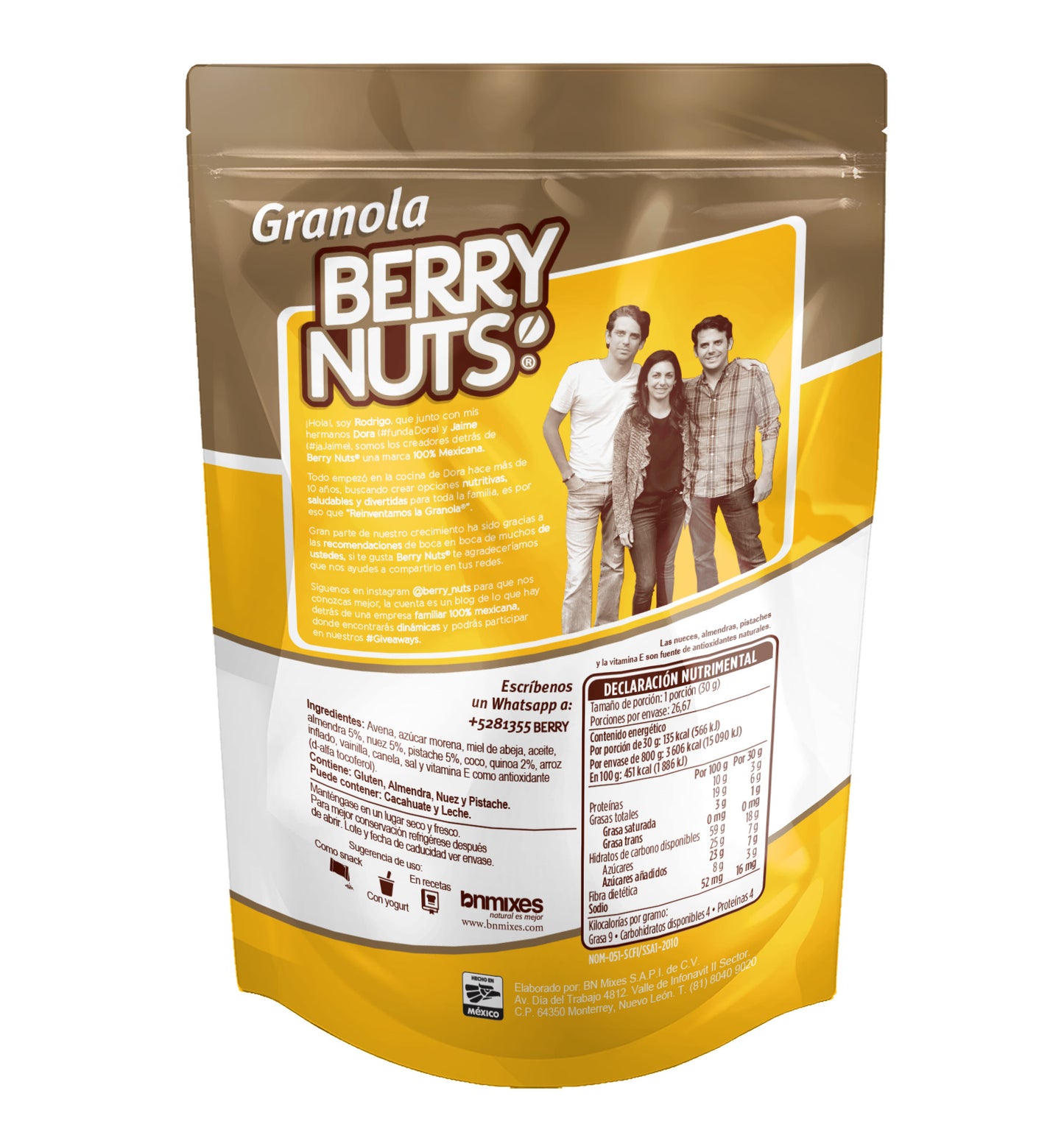 Granola Berry Nuts® Almendra, Nuez, Pistache y Quinoa de 800g