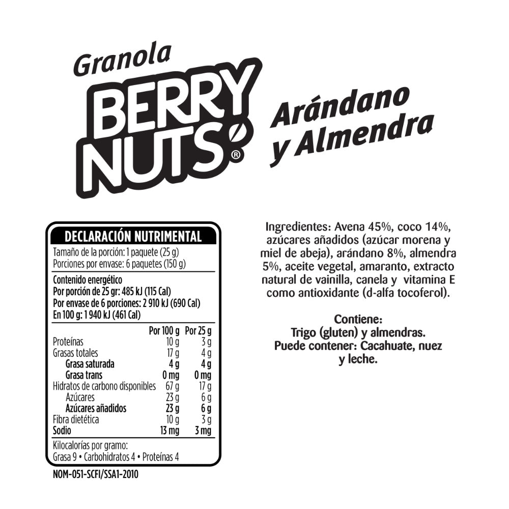 Snacks de Granola con Arándano y Almendra de 25g (6 Pack)