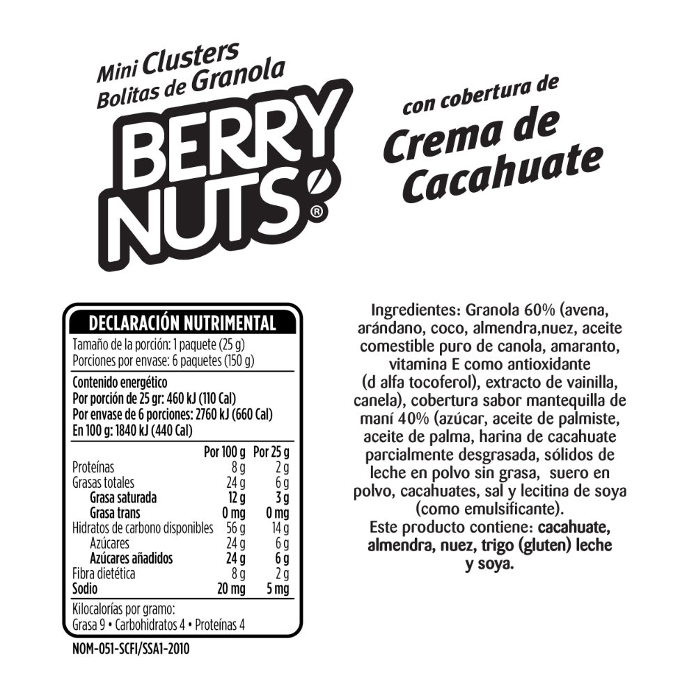 Snacks de Mini Clusters de Crema de Cacahuate de 25g (6 Pack)